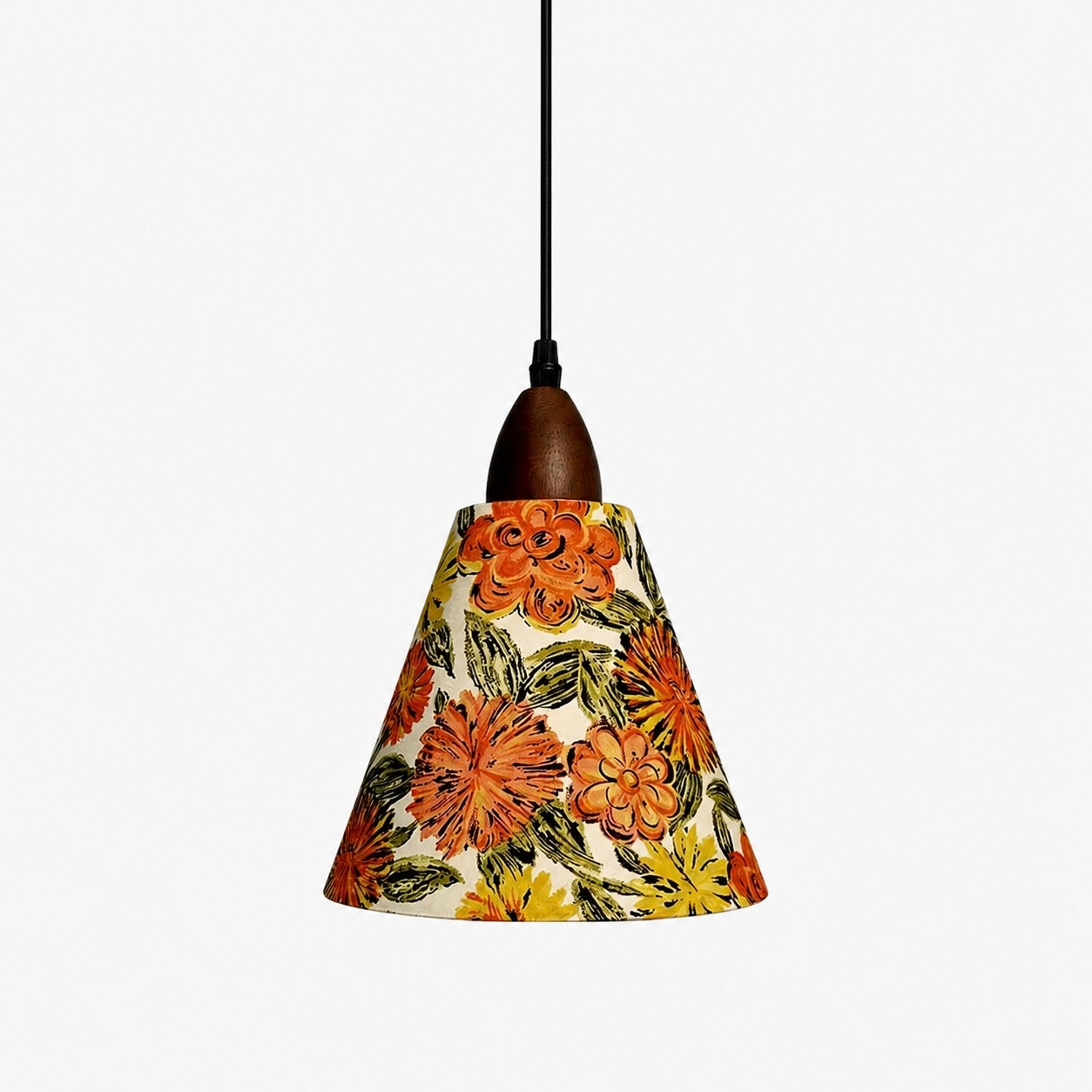 Pantalla colgante de tela con estampado floral de trébol de cuatro hojas